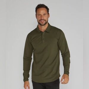 Bylt Basics Men’s Drop-Cut Long Sleeve: LUX Polo forest XL
